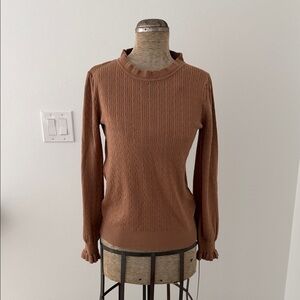 Adrianna Papell Tan Ribbed Crewneck Sweater- Women’s Size Small